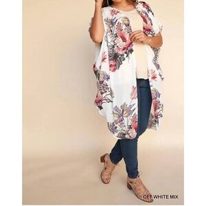 NWT Umgee Floral Long Semi Sheer Kimono/Cardigan S/M Bloomecore